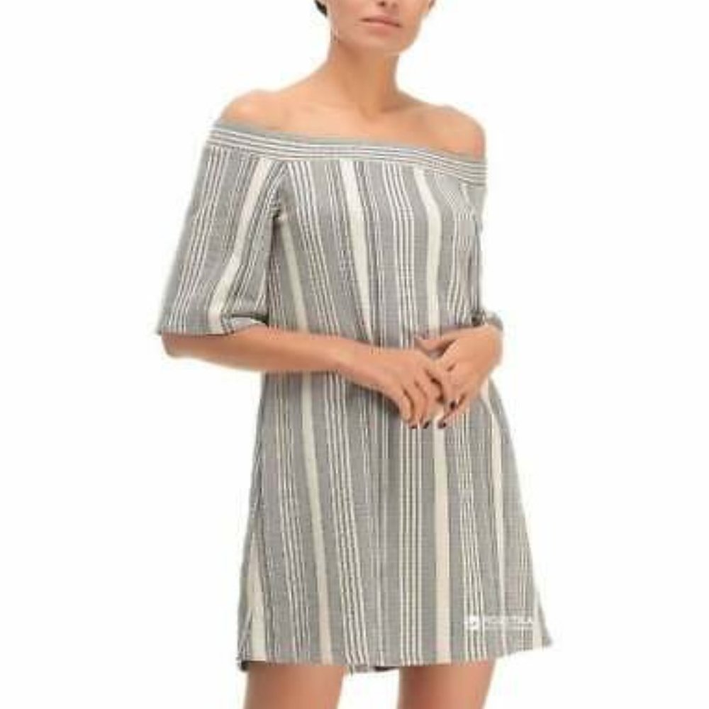 Zara Trafaluc Off the Shoulder Stripe Dres…